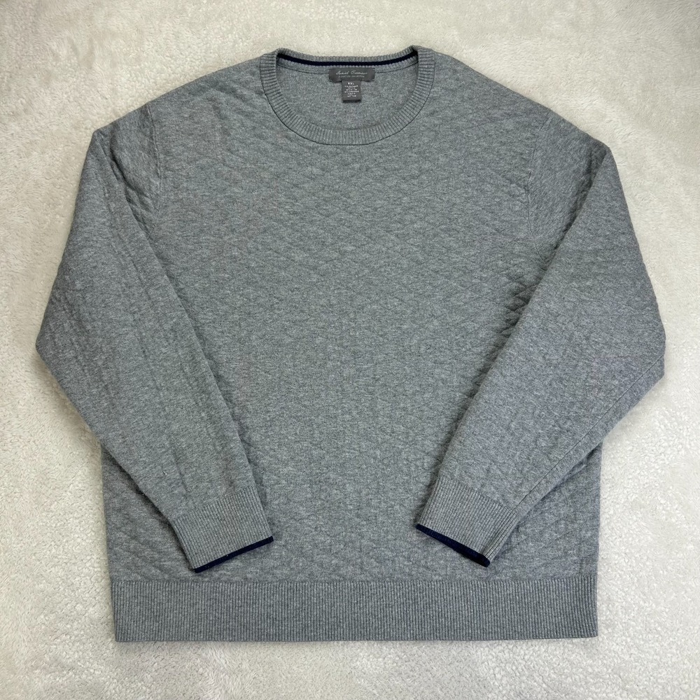 Daniel Cremieux Sweater Supima Cotton Cashmere Mens 2XL Gray Corbet Quilted